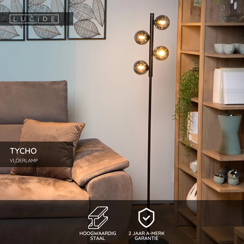 Lucide TYCHO - Vloerlamp - 4xG9 - Zwart - USP